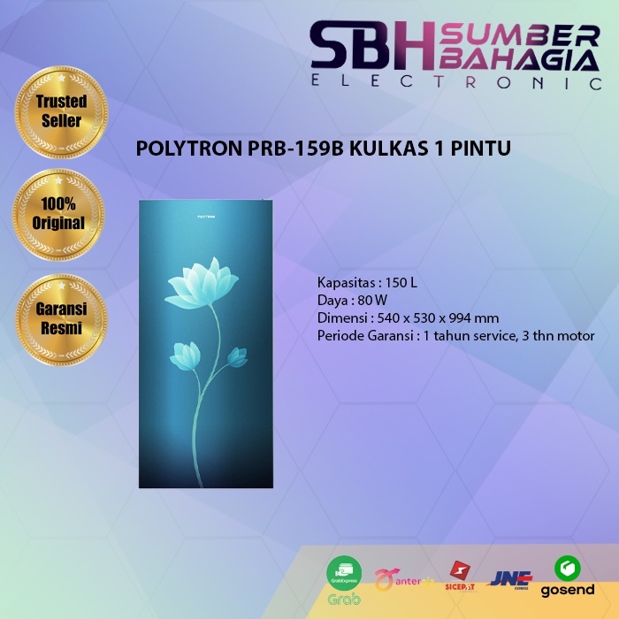 POLYTRON PRB-159B KULKAS 1 PINTU (NEW) ( KHUSUS BANDUNG)