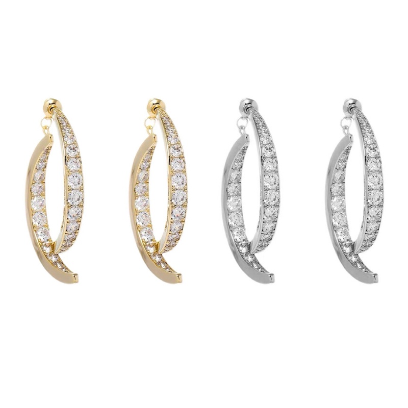 Anting Tusuk Gantung Wanita Desain Salib Hias Berlian Gaya Romantis Adjustable Untuk Pertunangan / Pernikahan