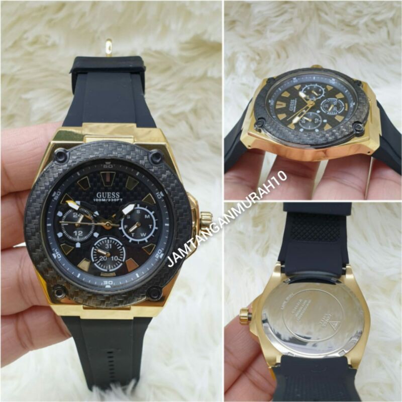 JAM TANGAN PRIA GUESS CRONO TALI RUBBER KUALITAS ORIGINAL