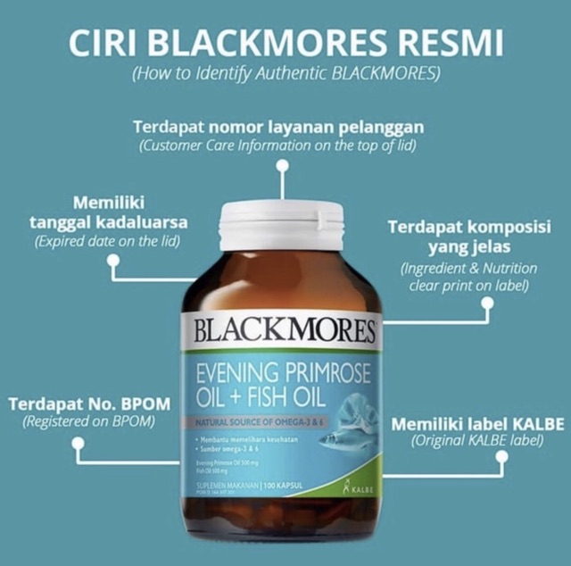 Blackmores evening primrose oil + fish oil isi 100 tablet ( mengatasi gejala PMS dan menopause )