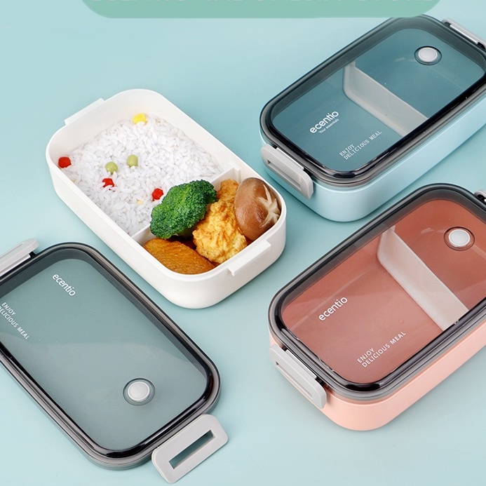 Tempat Makan Tutup Transparan / Kotak Makan Bento Anti Tumpah 800 ml Single-Layer / Lunch Box Kotak Bekal