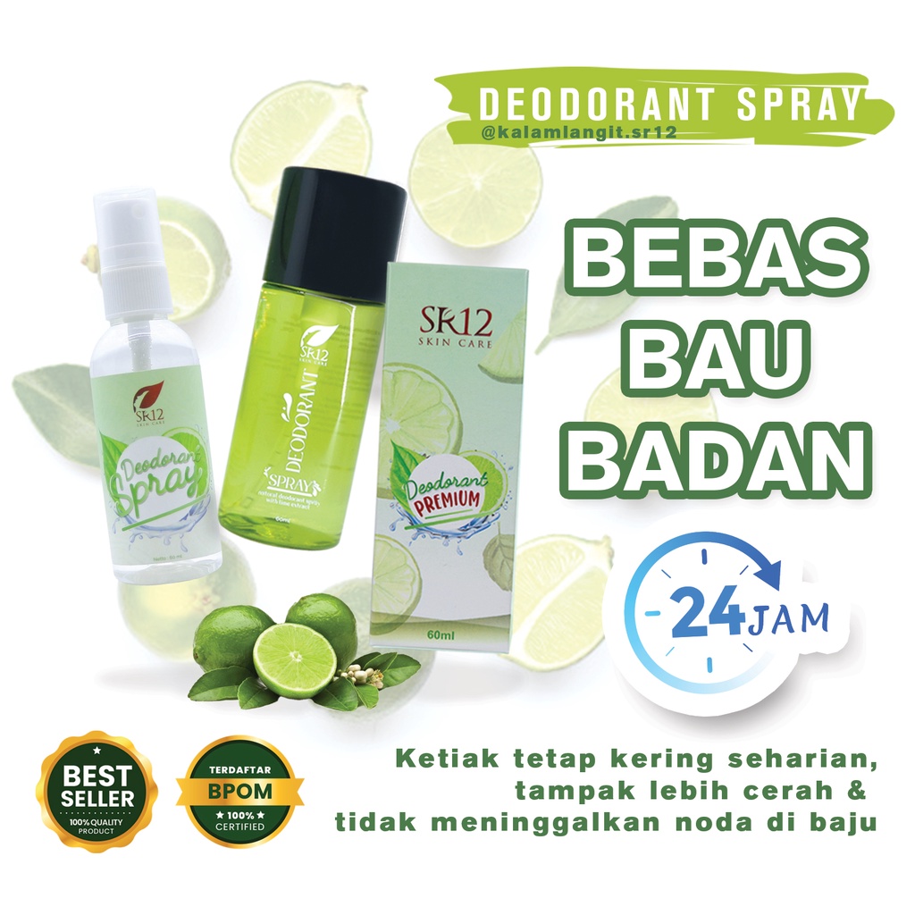 Jual DEODORANT SPRAY PREMIUM SR12 BPOM NON ALKOHOL AMPUH ATASI BAU BADAN / PENCERAH KETIAK