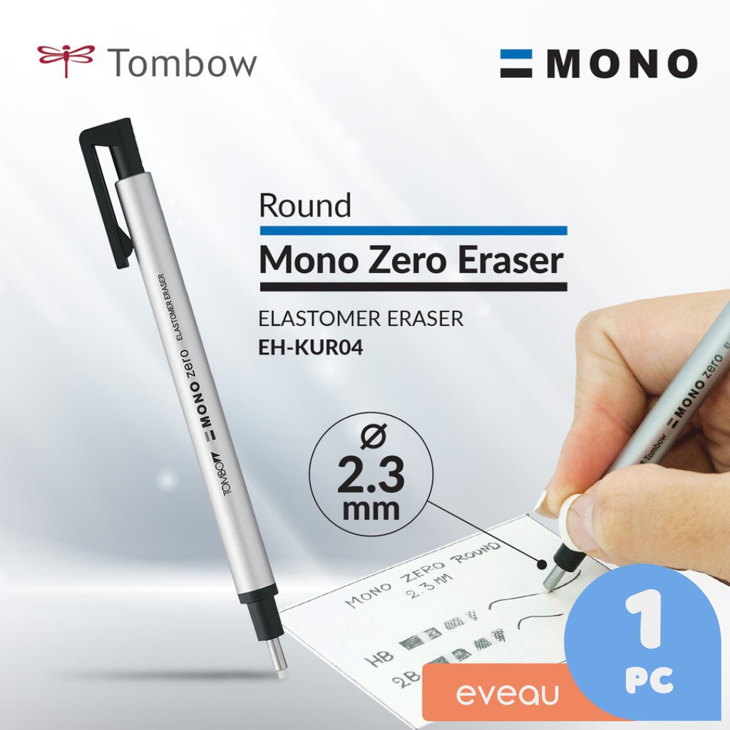 

Tombow Mono Zero Eraser Round 2.3 mm Silver / Black Barell / Refill Round / Refill Rectangle