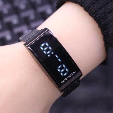 Jam Tangan Pria Wanita Rantai Magnet kapsul Digital LED Touch Murah Free Baterai AP024