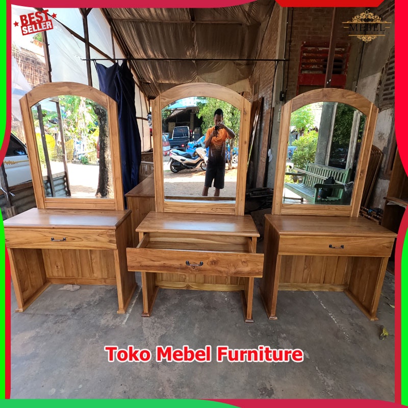 Meja Rias Tolet Minimalis Kayu Jati