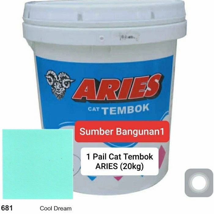 Cat Tembok 681 aries cool dream biru tosca murah dinding triplek 20kg
