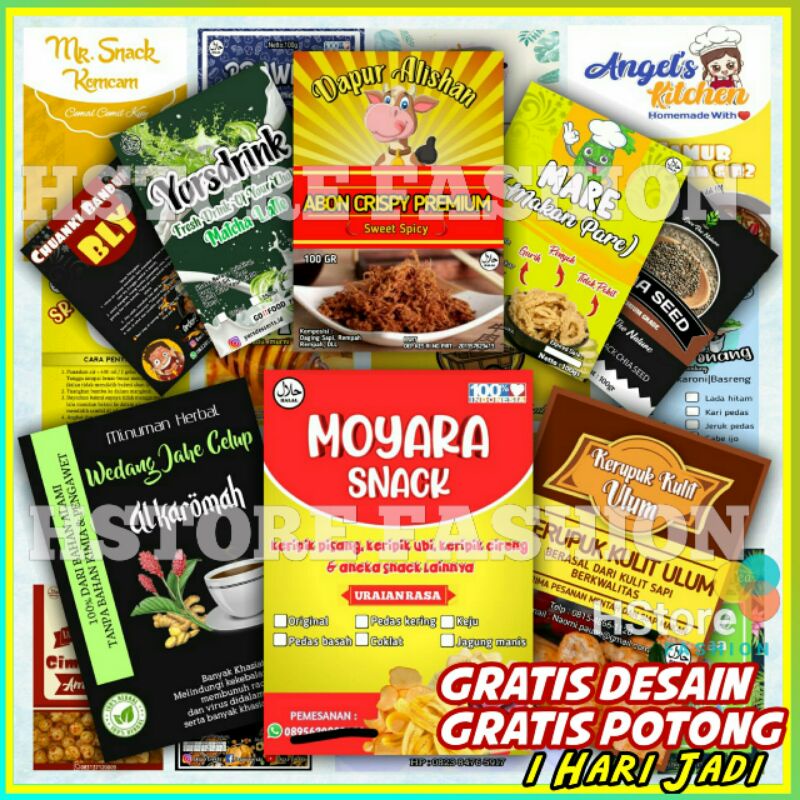 

CETAK STIKER MAKANAN LABEL KEMASAN STICKER CUSTOM LOGO STIKER KUE TOPLES OLSHOP STIKER JUALAN STIKER MERK ANTI AIR ( FREE DESAIN )