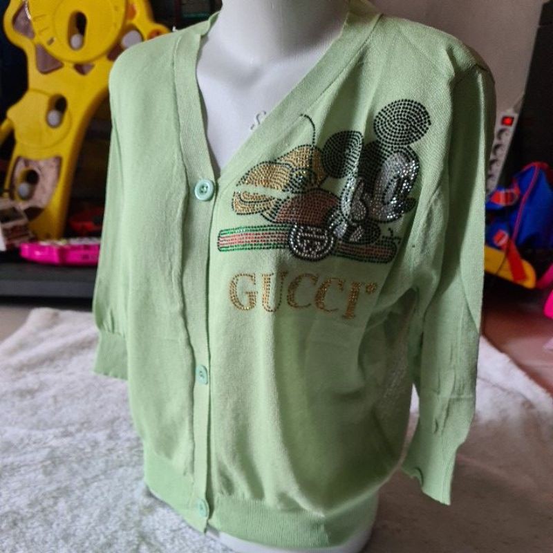 Atasan/outer cardigan wanita import murah bahan rajut mickey blink gucci