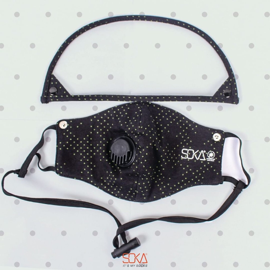 SOKA - Masker Airflow Faceshield Anti Bakteri - Masker Kain Eyeshield Motif