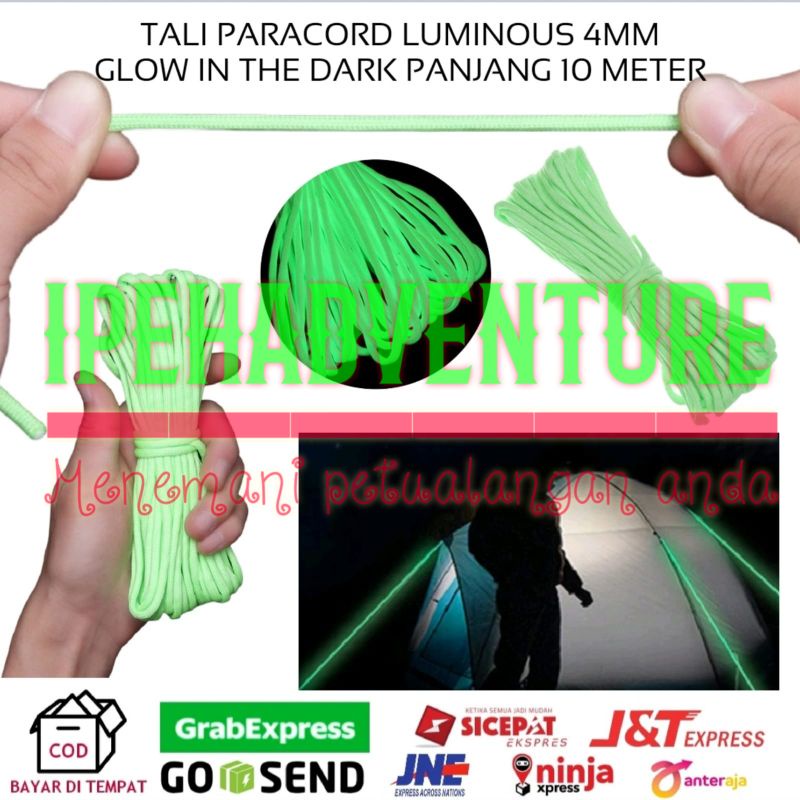 tali paracord menyala reflektif luminous 4mm