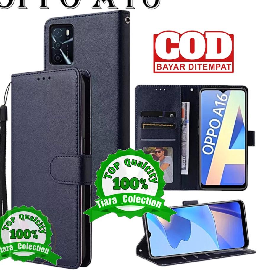 New OPPO A16 Leather Flip Case Wallet Oppo A16 Dompet Hp Buka Tutup Stand Cover Handphone ,,