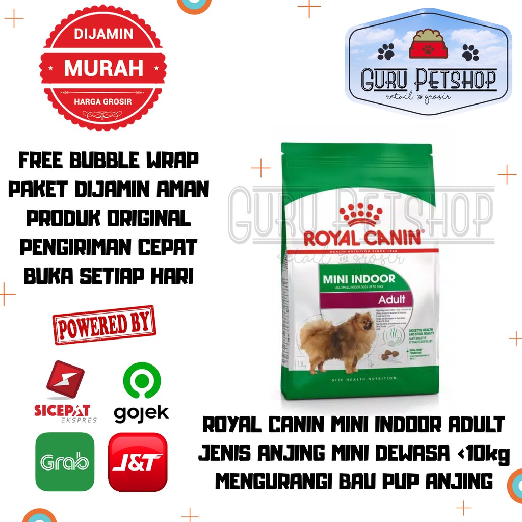 Royal Canin Mini Indoor Adult 3Kg Freshpack Makanan Anjing Mini Pengurang Bau Pup Anjing Dewasa