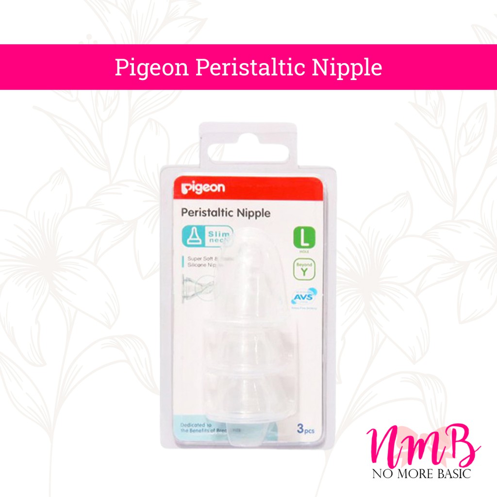 Pigeon Peristaltic Nipple Slim Neck L Hole - 3pcs - Dot Botol Susu Bayi