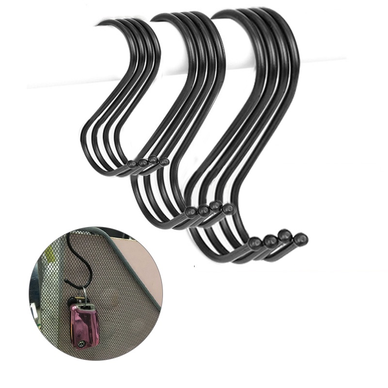 5pcs Kait Bentuk S Warna Hitam Untuk Dapur / Kamar Mandi