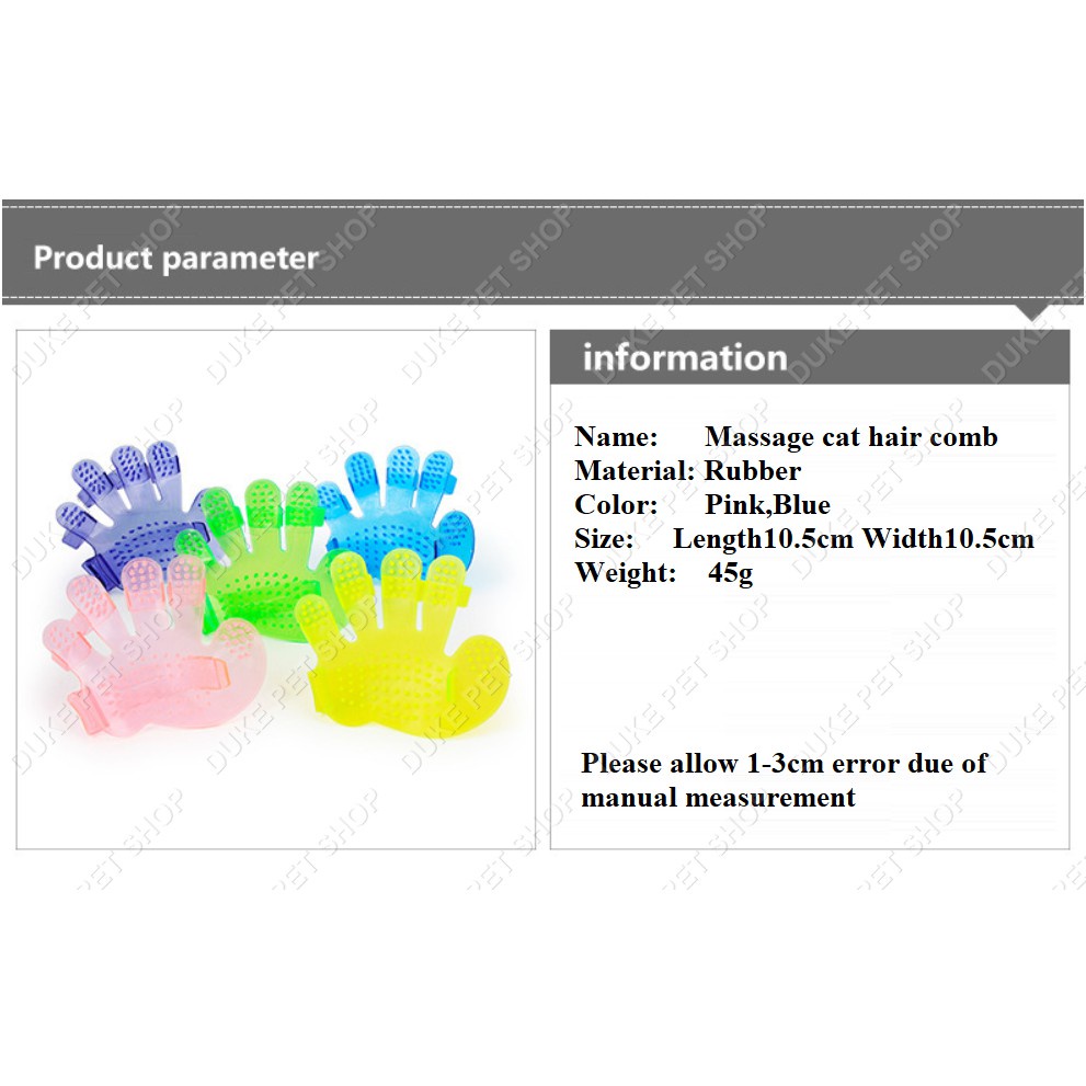 SISIR TAPAK TANGAN - Sisir Karet Mandi Pijat Bulu Kucing Anjing Kelinci Sisir Sikat Pet Grooming