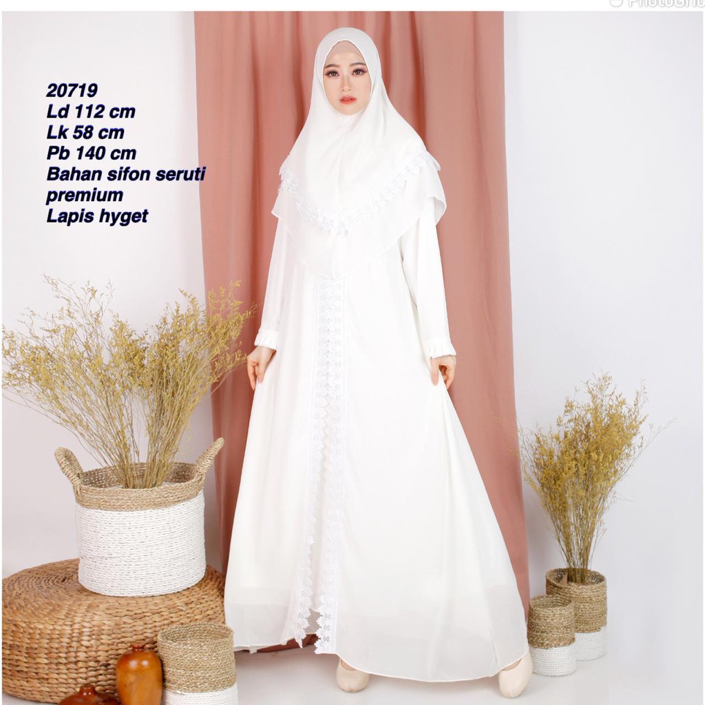 LD 112 | Baju Muslim Wanita xBelle / Gamis Syari Sifon Seruti Premium Lapis Hyget / Dress Putih
