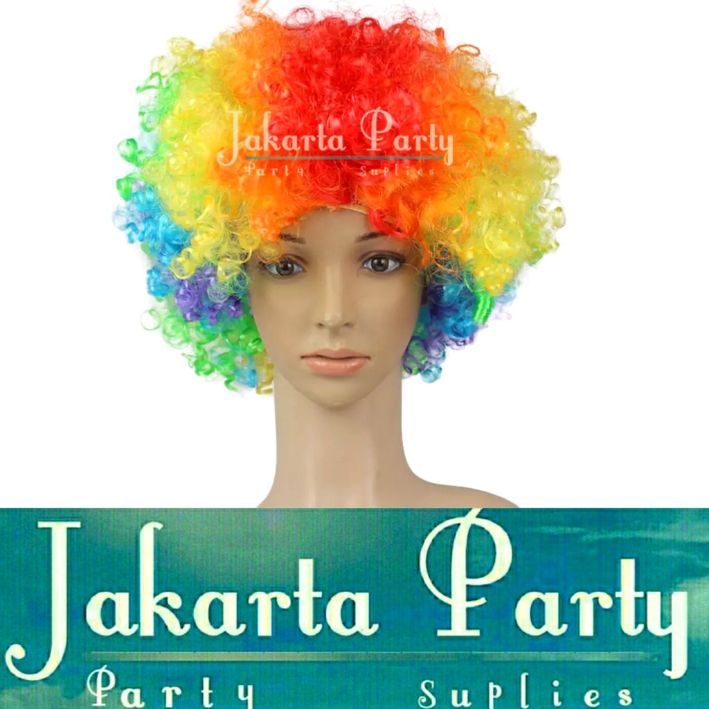 Wig Kribo / Wig Keriting / Rambut Palsu / Wig Party / Wig Rainbow