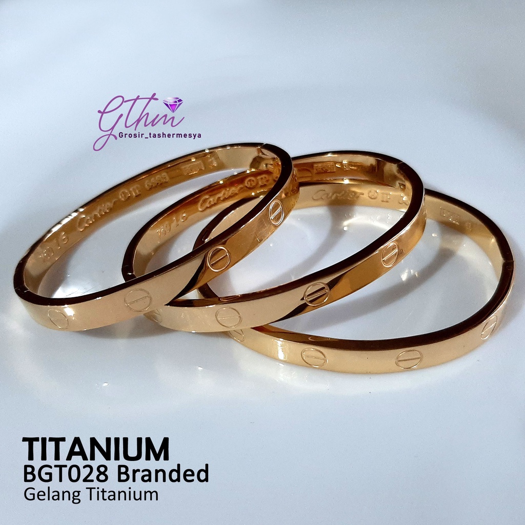 Gelang titanium / Gelang wanita permata premium tanpa mata bgt028 anti karat anti alergi