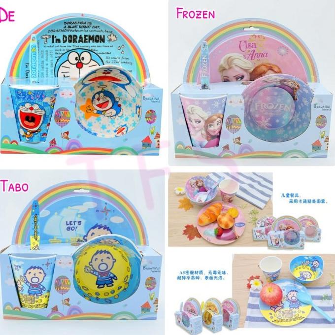 SET PIRING MANGKOK GELAS + SENDOK MELAMIN ANAK FROZEN HK TSUM MINION