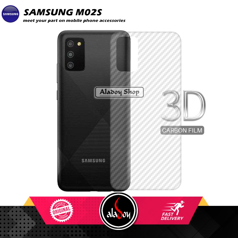 Case SAMSUNG M02S Armor Fushion Transparent Casing + Tempered Glass Full Layar dan Skin Carbon