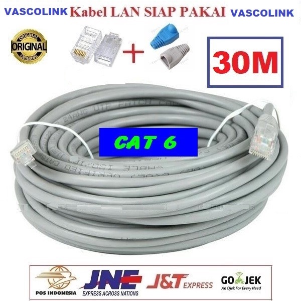 Kabel Lan Vascolink Cat 6 30 meter Siap Pakai/30M / 30meter UTP