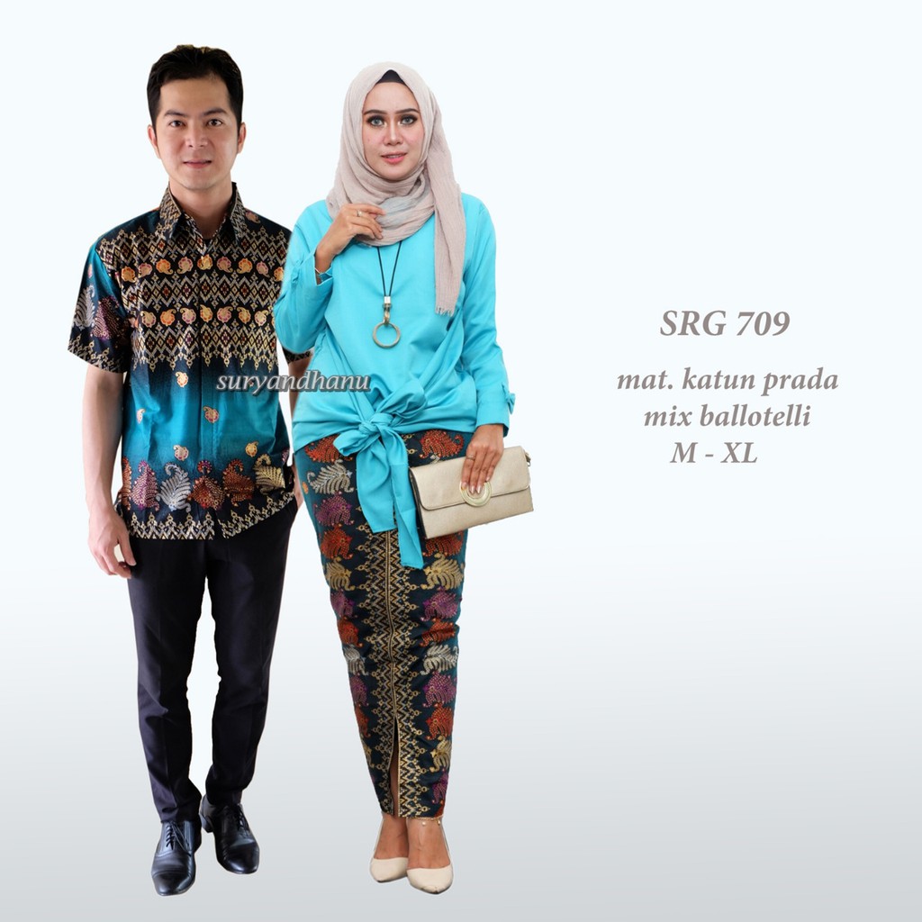 Couple Cantika Pita RnB Span SRG 709 Sarimbit Batik Modern Prada Seragam Pesta Muslim