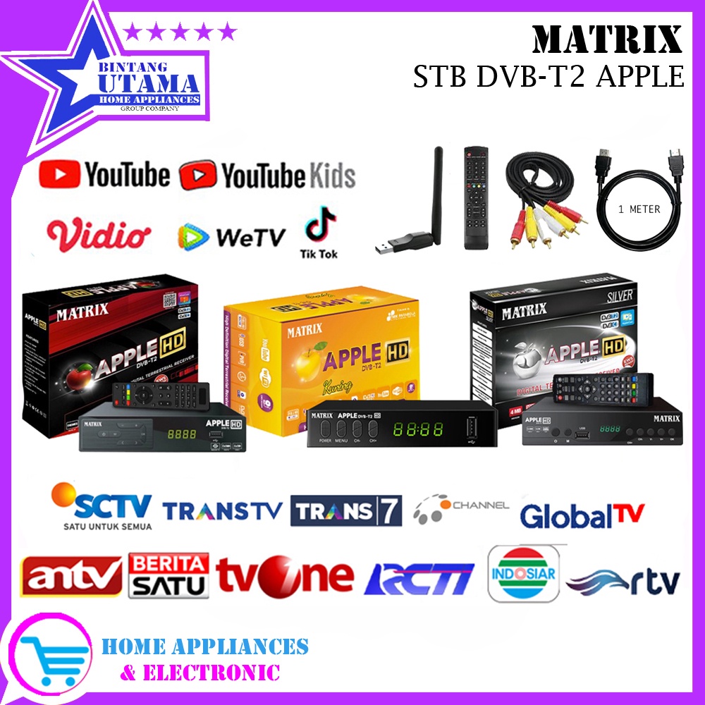 (COD) Set Top Box Tv Digital Matrix DVB T2 Apple HD EWS / Set Top Box Dvb t2 / Set Box Tv Digital / 