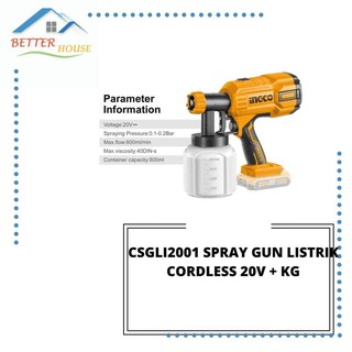 CSGLI2001 SPRAY GUN LISTRIK CORDLESS 20V INGCO GARANSI CSGLI2001 SPRAY GUN LISTRIK CORDLESS 20V INGCO GARANSI
