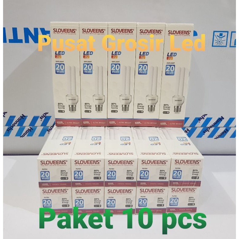 Paket 10 pcs PLC Led 2U 20 watt Sloveens Cahaya Putih