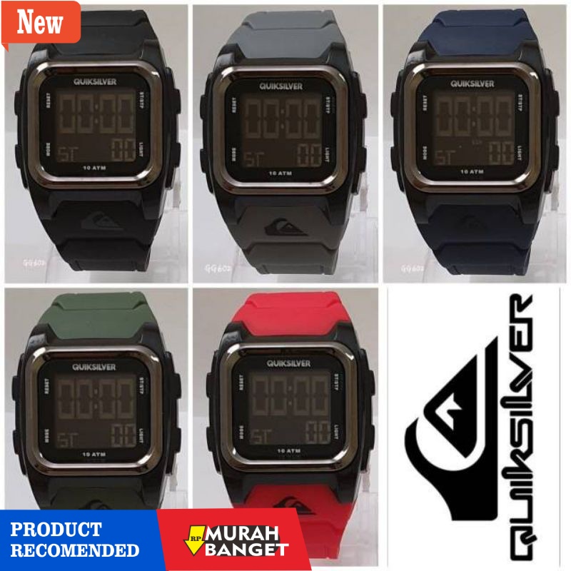 Jam digital pria terbaik- Jam Tangan Pria Quiksilver Anti Air Digital Segi Kotak Strab Rubber
