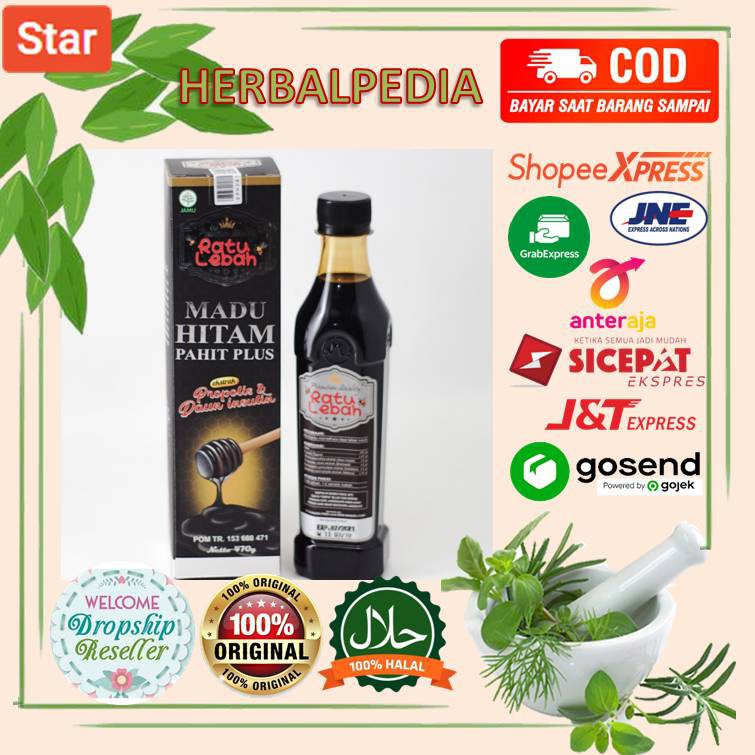 

Madu Hitam Pahit Ratu Lebah plus Propolis Trigona Daun Insulin Asli 100 Original