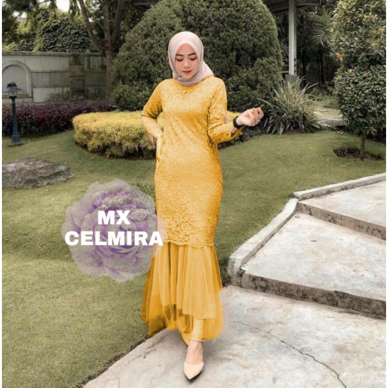 MAXI CELMIRA DUYUNG BRUKAT REALPICT/DRESS MUSLIM DUYUNG/GAMIS DUYUNG /MX DUYUNG BRUKAT/GAUN DUYUNG-MUSTARD