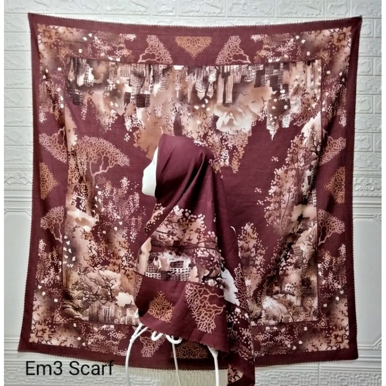 EM3 SCARF, Kotasari series  HIJAB SEGIEMPAT  Syar'i (140x140cm) VOAL MOTIF LASERCUT