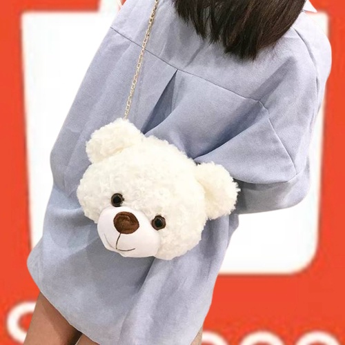 Azlan_shop06 - Tas Selempang Boneka Teddy Bear / Tas Bulu Selempang TEDDY BEAR Tas Boneka Kepala ted