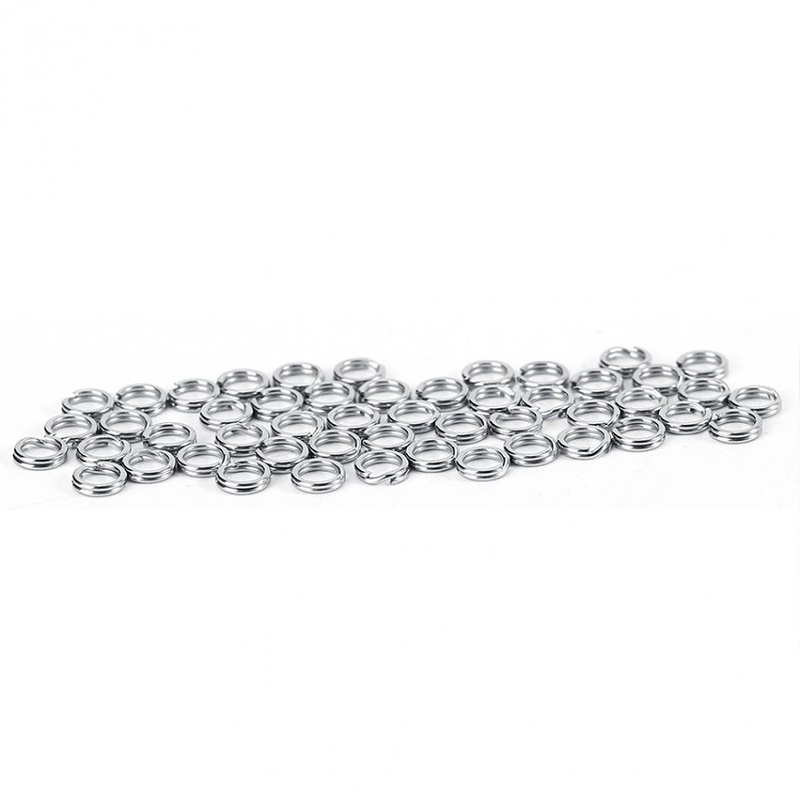 50pcs/lot  Strengthen Solid Ring Lure Connecting Ring Fishing Accessories Stainless Steel Split Rings High Quality