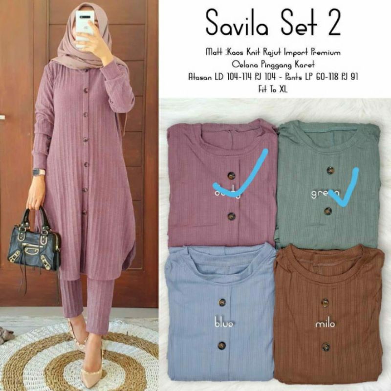 savila set 2 setelan knit import