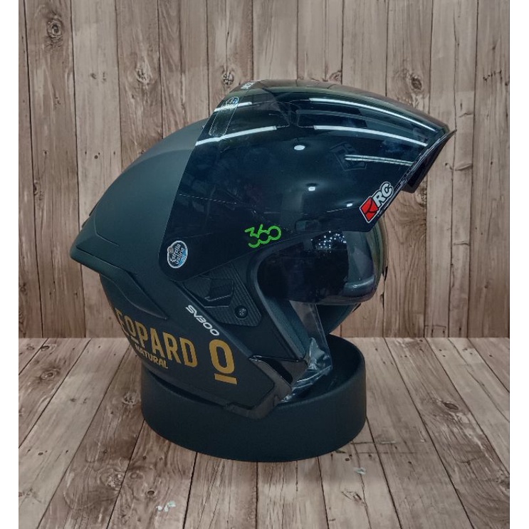 HELM RSV SV300 BLACK DOFF PAKET GANTENG LEOPARAD VISOR IRIDIUM - SPOILER 3D-2