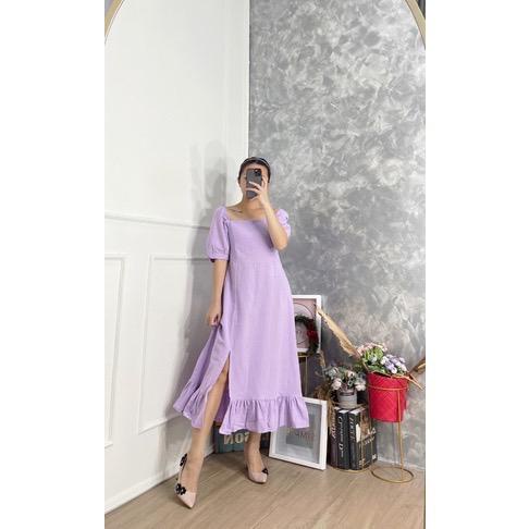 Toply shop Dres Monic  slit wanita party  Dres korea vintage bodycon