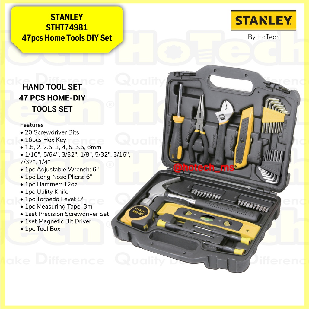 STANLEY| STHT74981 | 47pcs Home Tools DIY Set| Tools Box