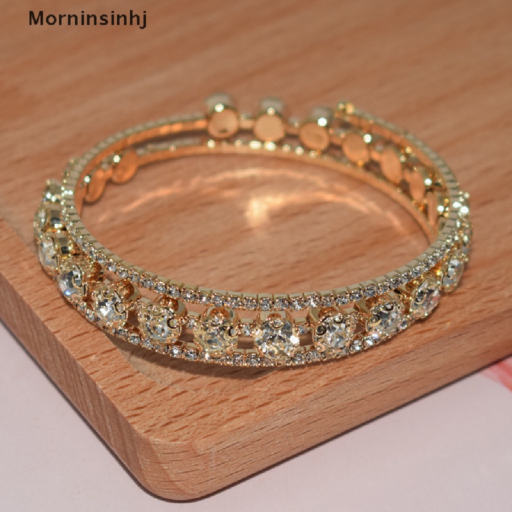 Mornin Fashion Gelang Kristal Untuk Wanita Pernikahan Bangle Tangan Perhiasan Multi-Layer Bridal Rhinestone Bracelet id