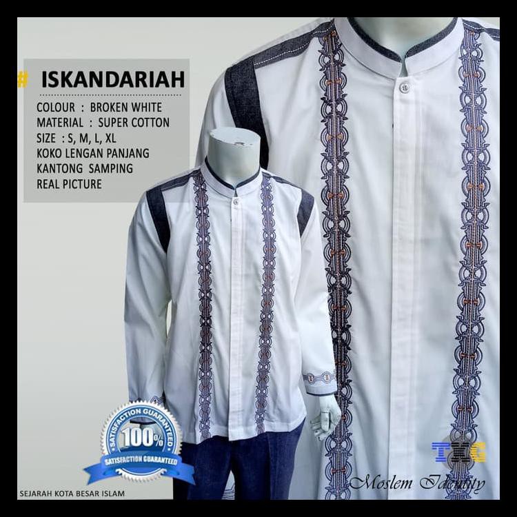 paling murah Baju Koko Lengan Panjang, Baju Koko Gaul, Baju Koko Putih Iskandaria terbaik