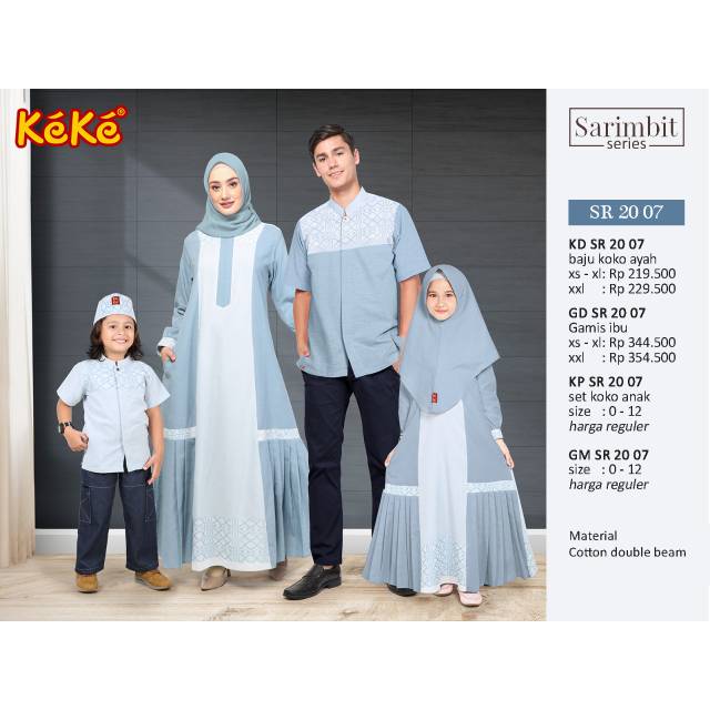 Sarimbit Series Keluarga Keke SR 20 07 Biru Koko KD SR Gamis GD SR Anak Kids Set