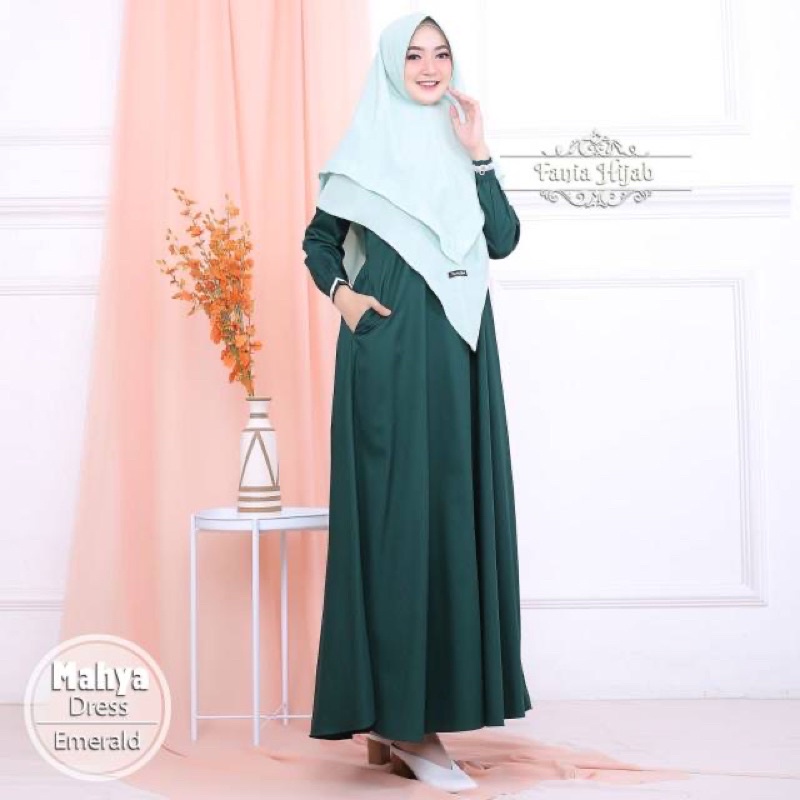 Gamis polos simpel Dress renda simpel bahan katun toyobo fodu