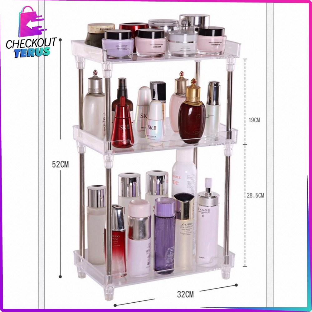 CT K15 Rak Kosmetik Acrylic 2 dan 3 Tingkat Serbaguna Make up organizer Kotak Makeup Rak Penyimpanan Multifungsi