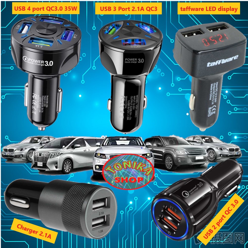 Car Charger Colokan Mobil Dual USB pengisi daya cepat fast / Quick Charge Qualcomm Dual USB Port