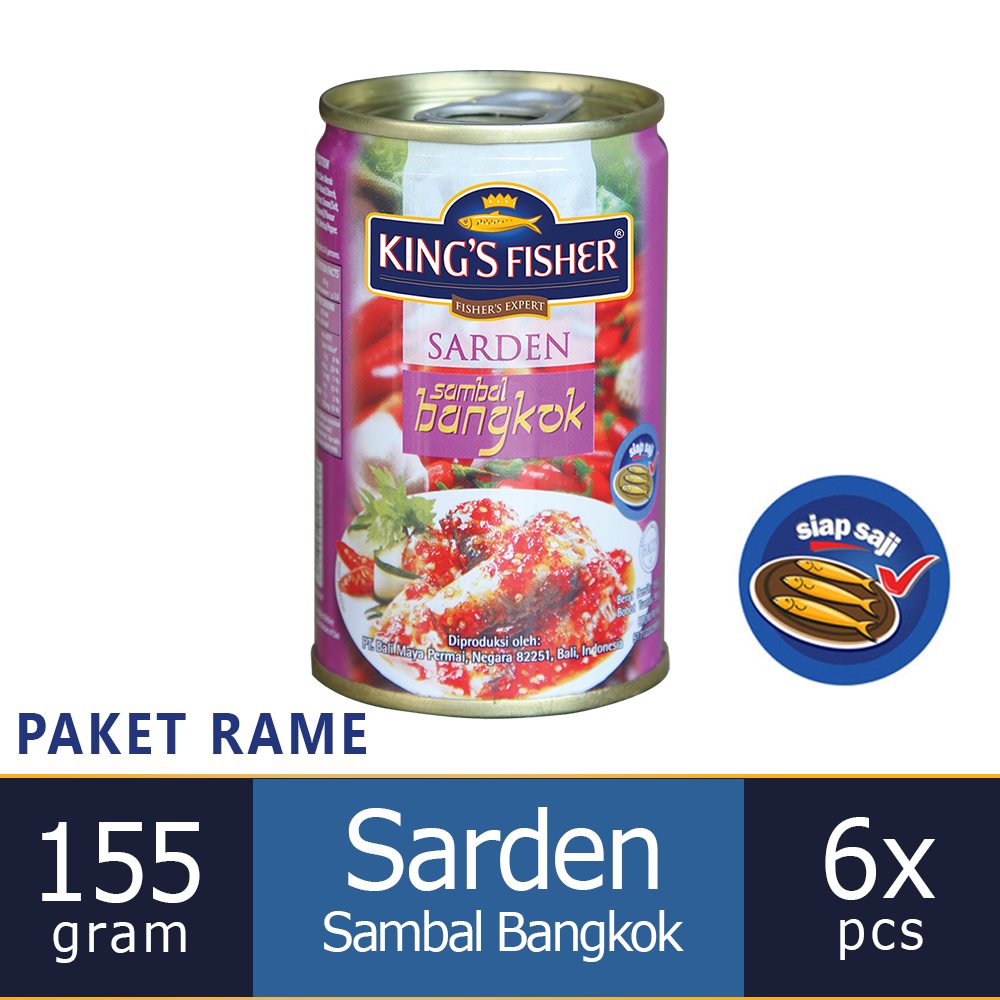 

KtmStore Paket 6 pcs Kings Fisher Sarden mini rasa saus bangkok Makanan Kaleng 155g kings fisher