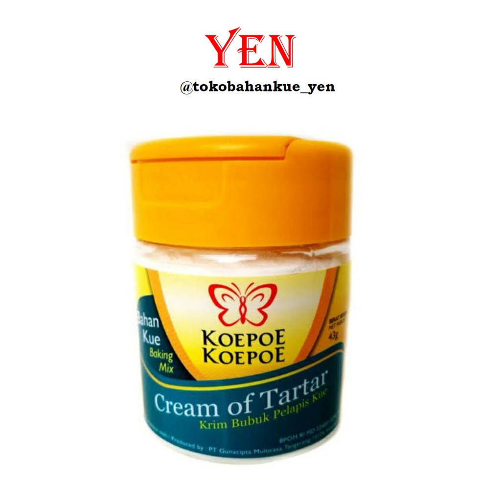 

Koepoe Koepoe (Kupu Kupu) Cream of Tartar / Krim Bubuk Pelapis Kue 43 gr