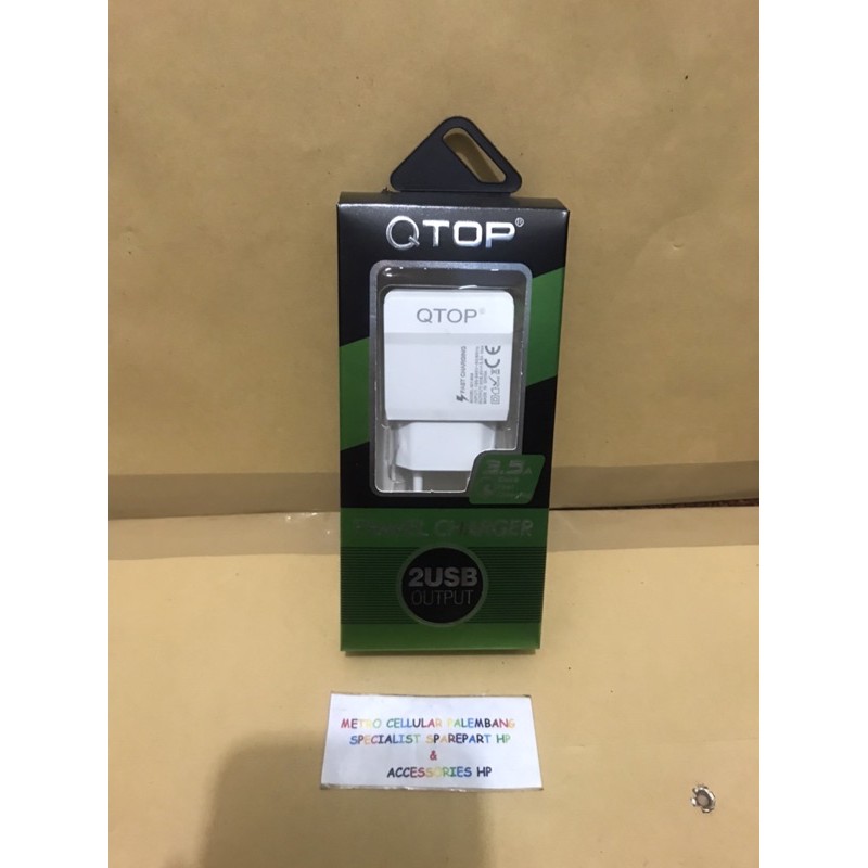BATOK CHARGER QTOP 3.5A 2 USB QUICK FAST CHARGING