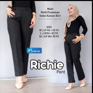 Celana Kerja Wanita Kancing Depan Warna Hitam Bahan Import Seri ukur M-L-XL