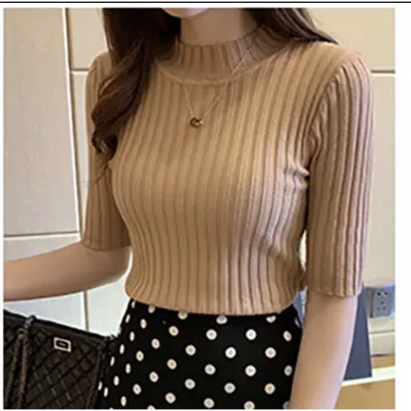 Baju Wanita  Lengan 3/4 Atasan Blouse Wanita Rajut Hinata